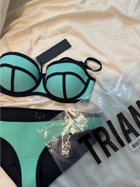 Triangl Mint and Black Contrast Bikini Set